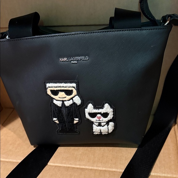 Karl Lagerfeld Handbags - NEW KARL LAGERFELD PARIS MAYBELLE ZIPPER BLACK MEDIUM CROSSBODY